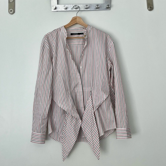 Ralph Lauren 100% Cotton Tie-Front Button Up Blouse - Size L - Picture 5 of 6